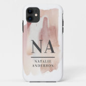 Roze girale rozen monogram modern stijlvol Case-Mate iPhone case (Achterkant)