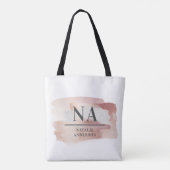 Roze girale rozen monogram modern stijlvol draagtas (Achterkant)