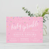 Roze Girl Baby Sprinkle Invitations Kaart (Staand voorkant)