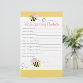 Roze Girl Bumble Bee Wishes for Baby Advice Kaarte (Staand voorkant)