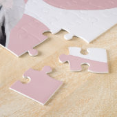 Roze Girly Bubblegum Blowing Koe Legpuzzel (Zijkant)