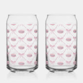 Roze Girly Coquette Bow & Macarons Blikvorm Glas (Links)