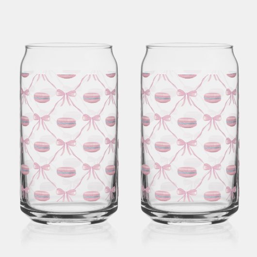 Roze Girly Coquette Bow & Macarons Blikvorm Glas (Achterkant)