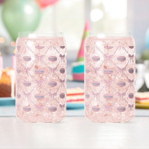 Roze Girly Coquette Bow & Macarons Blikvorm Glas