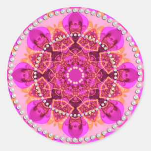Roze Girly Delight Geometrie Mandala Ronde Sticker