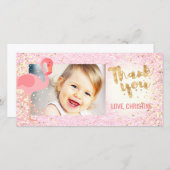 roze girly flamingo tropisch dank u bedankkaart (Voorkant / Achterkant)