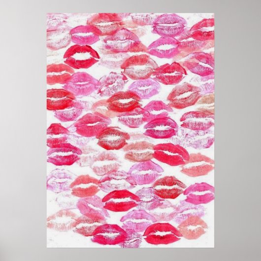 Roze Girly Kisses Poster (Voorkant)