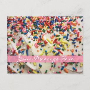 Roze Girly Kleurrijke Gebakken Taart & Sprinkle Ve Briefkaart