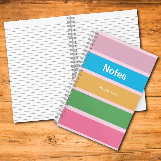 Roze Girly Kleurrijke Monogrammed Volledige Naam N Notitieboek