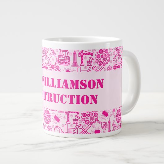 roze girly moderne Architectural Blueprint Enginee Extra Grote Beker (Voorkant rechts)