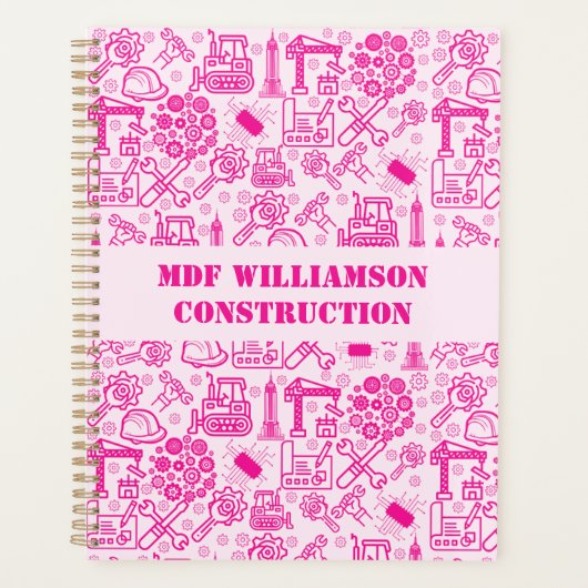 roze girly moderne Architectural Blueprint Enginee Planner (Voorkant)