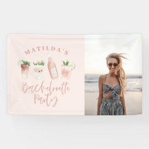 Roze girly moderne drink vrijgezellenfeest foto spandoek
