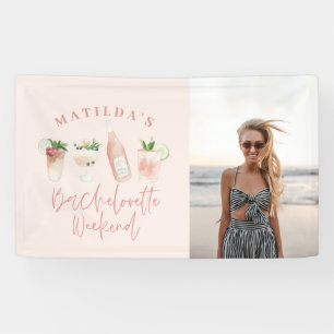 Roze girly moderne drink vrijgezellenweekend foto spandoek