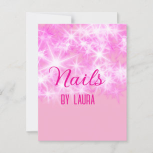Roze girly pastel glitter nagels voeg naam website briefkaart
