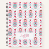 Roze Girly Pattern Monogram Spiral Notitieboek (Voorkant)