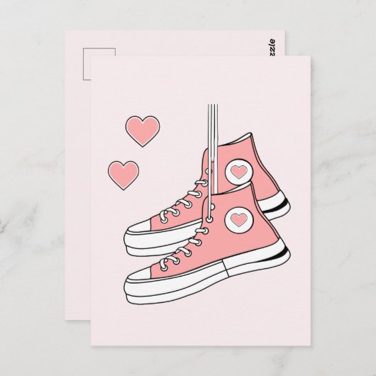 Roze Girly Sneakers Briefkaart (Voorkant / Achterkant)