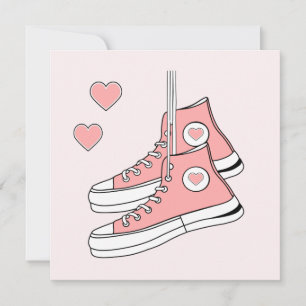 Roze Girly Sneakers Feestdagenkaart