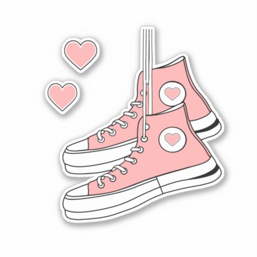 Roze Girly Sneakers Sticker (Voorkant)