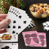Roze Girly Uil Illustratie Speelkaarten Deck (Insitu)