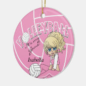 Roze Girly Volleyball Keramisch Ornament (Links)
