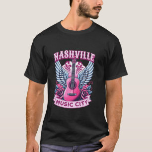 Roze Gitaar Nashville Music City T-shirt