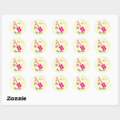 Roze gitaar ronde sticker (Vel)