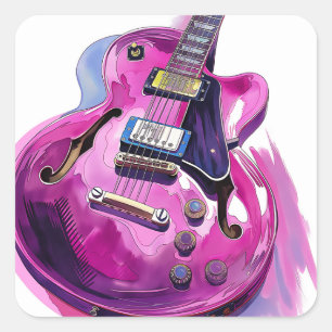 Roze gitaarverf splash vierkante sticker