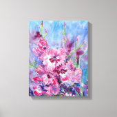 "Roze Gladioli" Uitgerekte Canvas Print (Voorkant)
