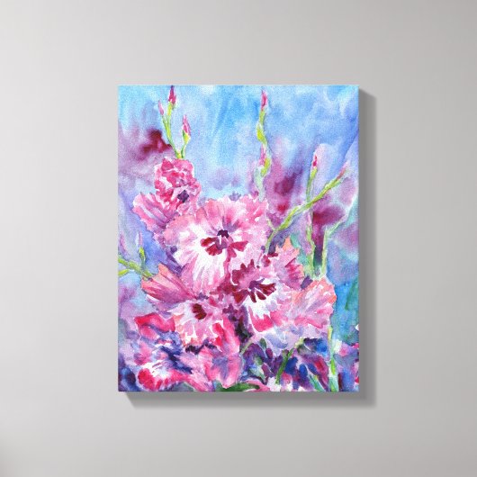"Roze Gladioli" Uitgerekte Canvas Print (Voorkant)