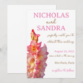 Roze Gladiolus Bloemenbruiloft Kaart (Voorkant / Achterkant)