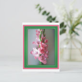 Roze Gladiolus Briefkaart (Staand voorkant)