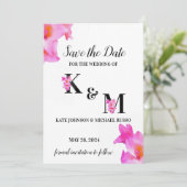 Roze Gladiolus Flower Waterverf Save The Date (Staand voorkant)