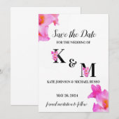 Roze Gladiolus Flower Waterverf Save The Date (Voorkant / Achterkant)