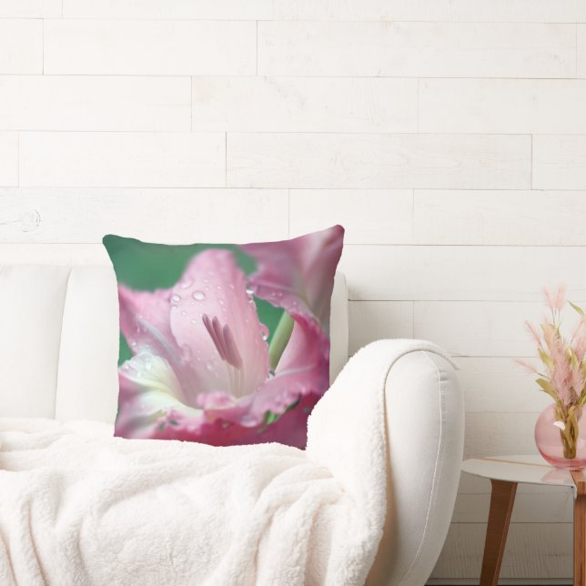 Roze Gladiolus Worpkussen Kussen (Bank)
