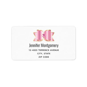 Roze Glam Bow met een Center Edelsteen Adres Etiket