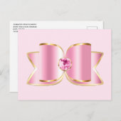 Roze Glam Bow met een Center Edelsteen Briefkaart (Voorkant / Achterkant)
