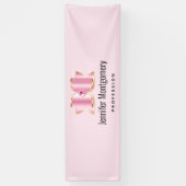 Roze Glam Bow met een Center Edelsteen Business Spandoek (Verticaal)