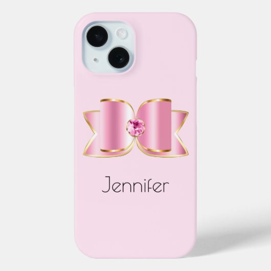 Roze Glam Bow met een Center Edelsteen Case-Mate iPhone Case (Achterkant)
