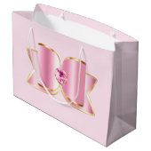 Roze Glam Bow met een Center Edelsteen Groot Cadeauzakje (Achterkant Gekanteld)