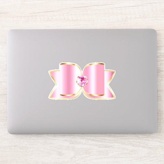 Roze Glam Bow met een Center Edelsteen Sticker (Computer)