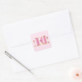 Roze Glam Bow met een Center Edelsteen Vierkante Sticker (Envelop)