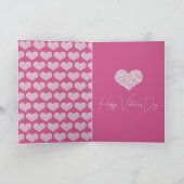 Roze Glam Diamanten Harten Kaart (Binnen)