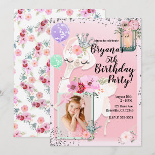 Roze Glam Diva Lama Prinses Verjaardagsfeest Foto Kaart