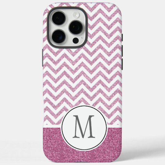 Roze Glam Faux Glitter Chevron Case-Mate iPhone Case (Achterkant)