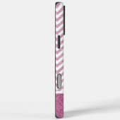 Roze Glam Faux Glitter Chevron Case-Mate iPhone Case (Achterkant / Rechts)