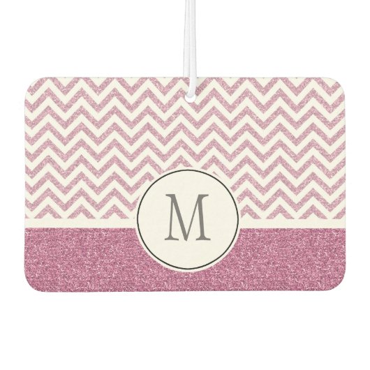 Roze Glam Faux Glitter Chevron Luchtverfrisser (Voorkant)