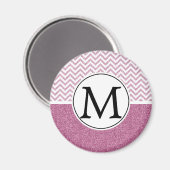 Roze Glam Faux Glitter Chevron Magneet (Voorkant / Achterkant)