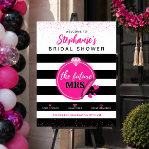 Roze Glam Future Mrs Bruiloft Welcome Bord Poster