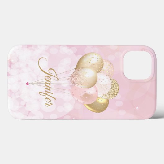 Roze Glam Glitter-ballon Case-Mate iPhone Case (Achterkant (horizontaal))