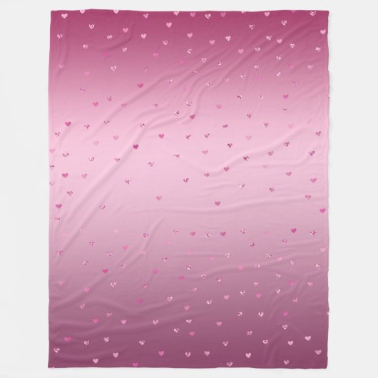 Roze glam Glitter Hearts Fleece Deken (Voorkant)